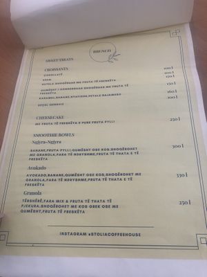 Brunch menu  at Stolia in Shkoder
