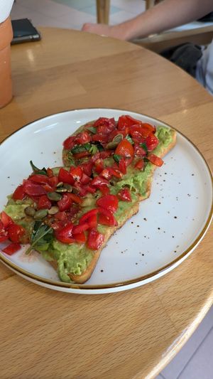 Avocado and tomato soup at Stolia in Shkoder