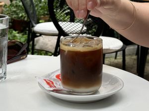 Iced coffee with almond milk   at Stolia in Shkoder