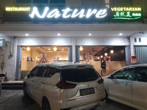 Shop front. at Nature Vegetarian Restaurant 大自然美蔬食馆 in Batam
