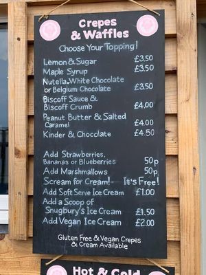 The menu at Flossie's in Gwynedd