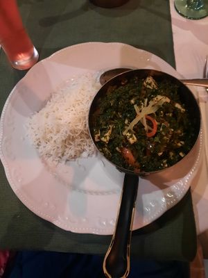 palak tofu+rice basmati at Masala Art in Podgorica