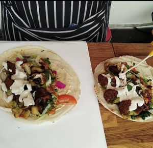 Freshly prepared in front of you 🥙🌱💚 at Sara Falafel  in West London