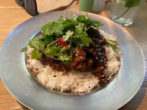 Spicy caramelised aubergine  at NENI in Vienna