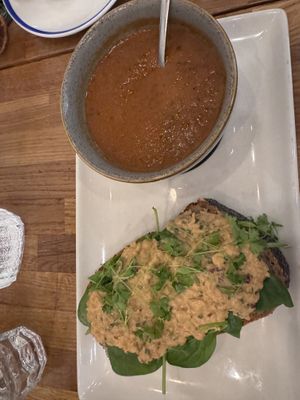 Soup and sandwich deal  at Hendersons in Edinburgh