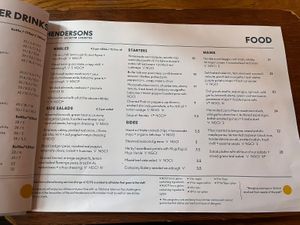 Menu  at Hendersons in Edinburgh