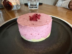 White chocolate raspberry cheesecake   at Hendersons in Edinburgh