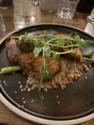Marinated Lion's Mane mushroom steak,  at Hendersons in Edinburgh