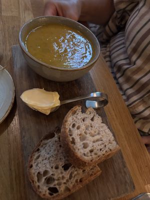 Soup of the dayy  at Hendersons in Edinburgh