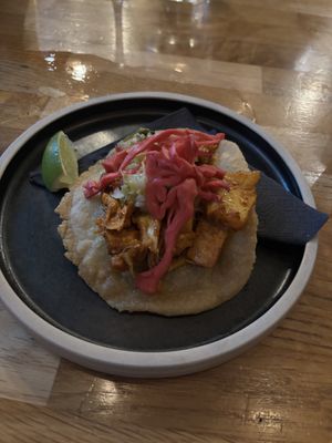 Homemade corn tostada - really goodd  at Hendersons in Edinburgh
