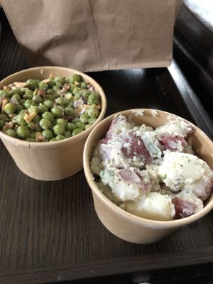 Pea salad and potato salad at Rad Magic Subs in Portland