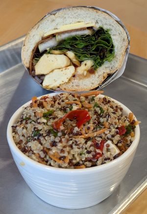 Honey Pear Sub and Deluxe Quinoa Salad at Rad Magic Subs in Portland