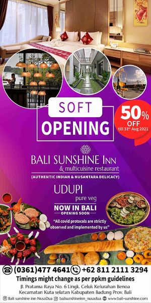 Enjoy your stay at Bali Sunshine Inn with our multicuisine restaurant and Udupi Pure veg restaurant at Udupi Pure Veg in Benoa
