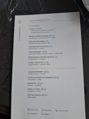 Vegan menu at Fairmont Banff Springs in Banff