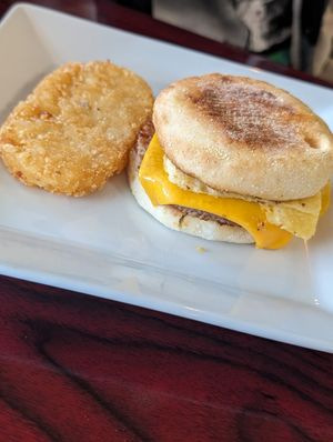 Sausage egg cheese sandmich with hash brown! at Sweet Hazel & Co Grab & Go in Salt Lake City