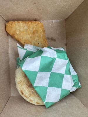 Bacon, egg, and cheese sandwich with a hashbrown  at Sweet Hazel & Co Grab & Go in Salt Lake City