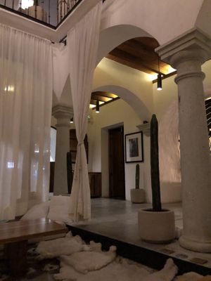 Dining space at Hotel Sin Nombre in Oaxaca