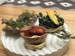 Snacks on the current tasting menu - so delicious  #Veganuary at Hotel Sin Nombre in Oaxaca