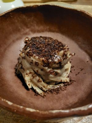 Spaghetti with very umami sauce at 28 Posti in Milan