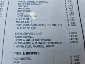 pay extra for plantbased milks at Basiel Urban Greenhouse in Bruges