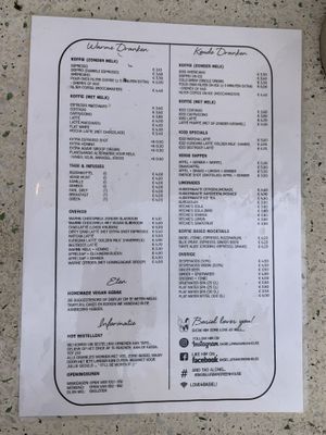 Menu  at Basiel Urban Greenhouse in Bruges