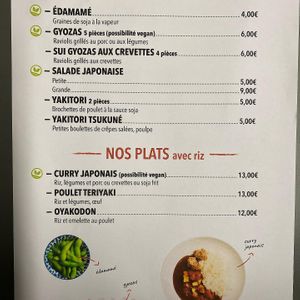 Menu page at Mecha Uma in Avignon