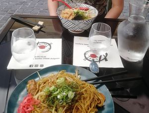 Vegan yakisoba and vegan ramen at Mecha Uma in Avignon