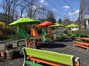 Adorable seating   at Sleeping Giant Ice Cream Company in Kerhonkson