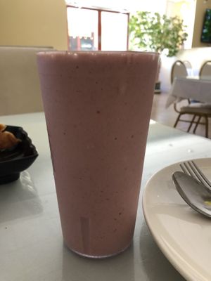 Strawberry smoothie 😊  at Loving Hut in Elk Grove
