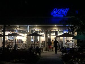 Outdoor seating at night  at Azul Mexicano in North Charleston