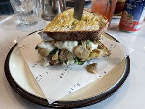Mushroom toastie with vegan cheese  at Wright's in Bury St Edmunds