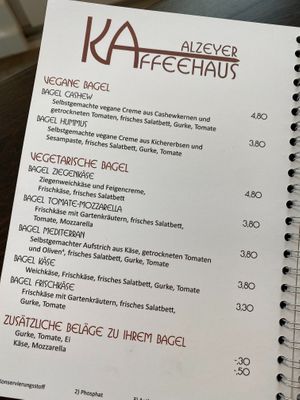 Menue at Alzeyer Kaffeehaus in Alzey