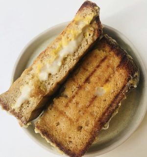 Vegan egg and cheese sandwich   at Sanki Atölye in Istanbul