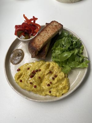 Scramble plate. (Scramble missed the mark, not very good)  at Sanki Atölye in Istanbul