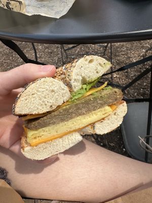 Vegan egg & cheese w/ avo & vegan sausage  at Familiars Coffee & Tea in Northampton