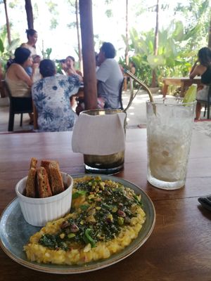 Orzo with focaccia and coconut lemonade at Gracias Vida in La Guajira