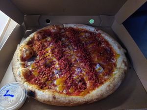 Vegan bad at Woody's Pizza in Hebden Bridge