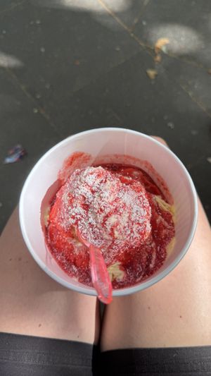 vegan „Spaghetti Eis“ Sundea  at Eiscafe Olimpio in Frankfurt