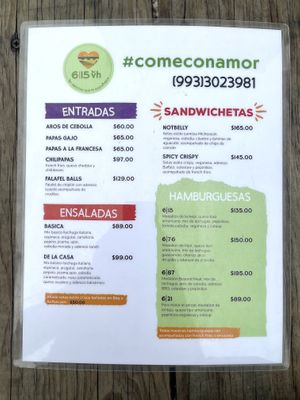 Menu page 1 of 2 at 6|15 VH in Villahermosa