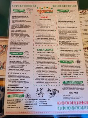 Menu side 1. Black bean soup is vegan if gotten without cheese. Other vegetarian options have a green leaf identifying them. at Casa Vieja Mexican Grill and Cantina in Cozad