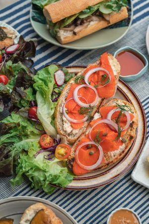 Vegan Carrot Lox with Tofu cream cheese. at MOODs  in Chiang Mai