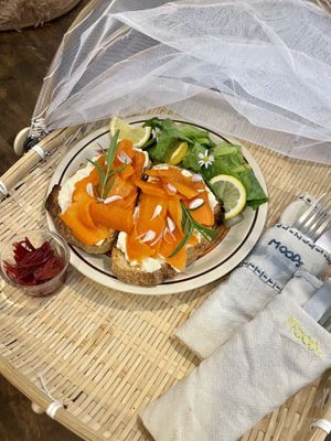 Carrot lox on sourdough   at MOODs  in Chiang Mai