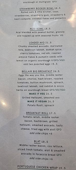 Vegan menu items as of 11 Jan 2025 at The Premises in Kensington