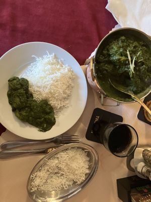 some spinach with potatoes and beans  at The Curry House in Trebon