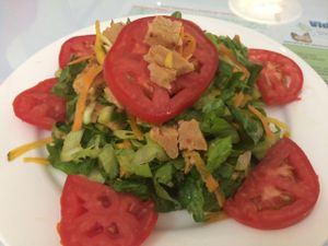 vegan ham salad  at Loving Hut in Panama City