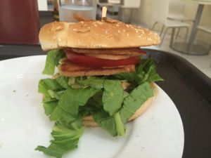 vegan ham sandwich  at Loving Hut in Panama City
