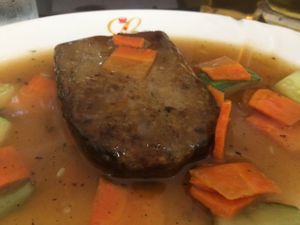 vegan fish with vegetables hot and sour  at Loving Hut in Panama City