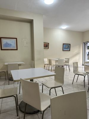 Simple seating area  at Loving Hut in Panama City