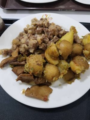 Seitan Meat, Potatoes at Loving Hut in Panama City