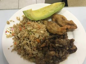 Buffet food at Loving Hut in Panama City